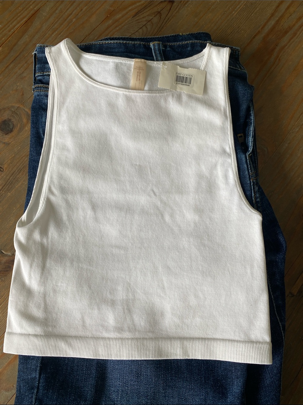 By Together White Ribbed Cropped Tank Top